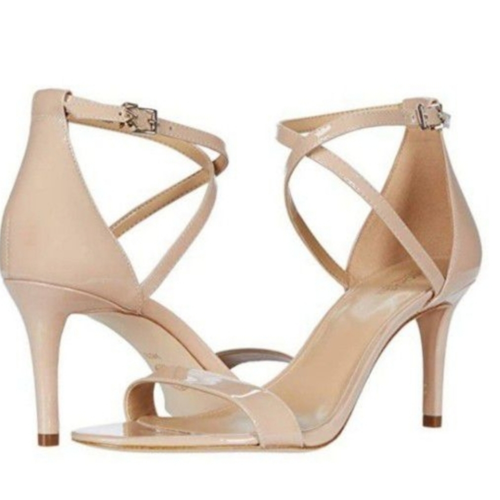 New Womens Michael Kors Ava Mid Sandal Shoes Size 5 Light Blush Heels